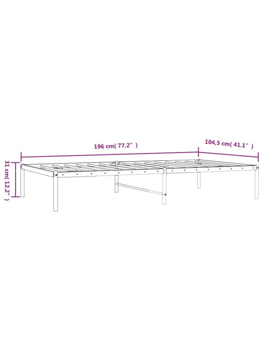 Metallist voodiraam, must, 100x190 cm