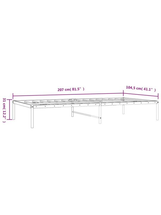 Metallist voodiraam, must, 100x200 cm