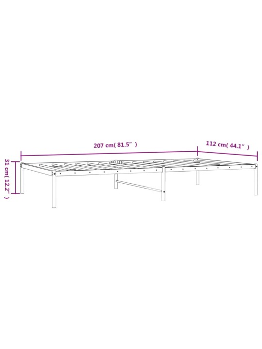 Metallist voodiraam, must, 107x203 cm