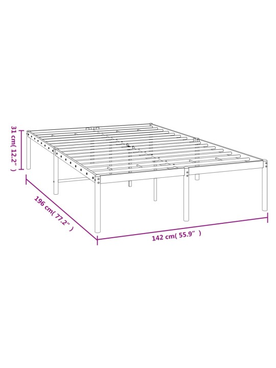 Metallist voodiraam, must, 135x190 cm