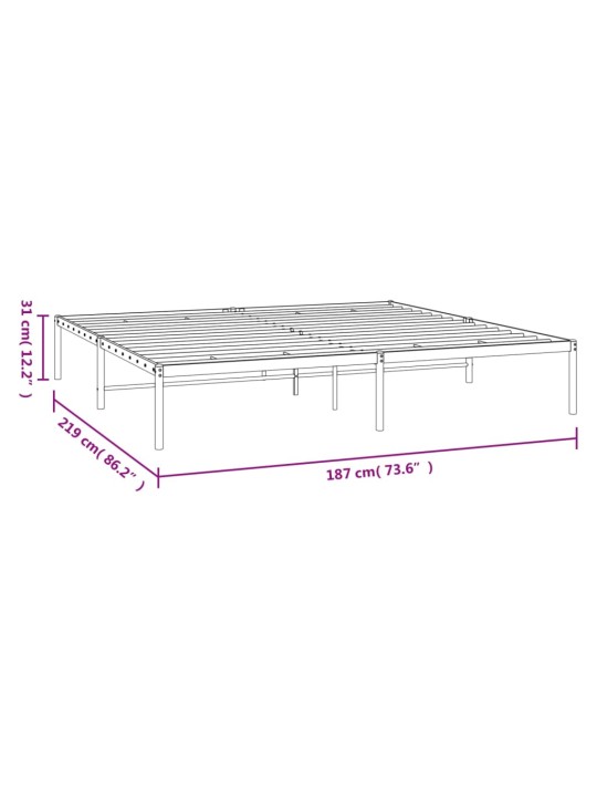 Metallist voodiraam, must, 183x213 cm