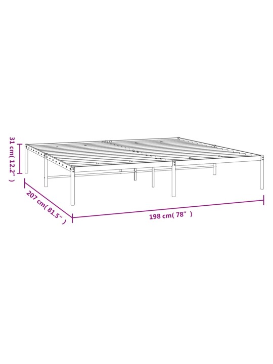 Metallist voodiraam, must, 193x203 cm