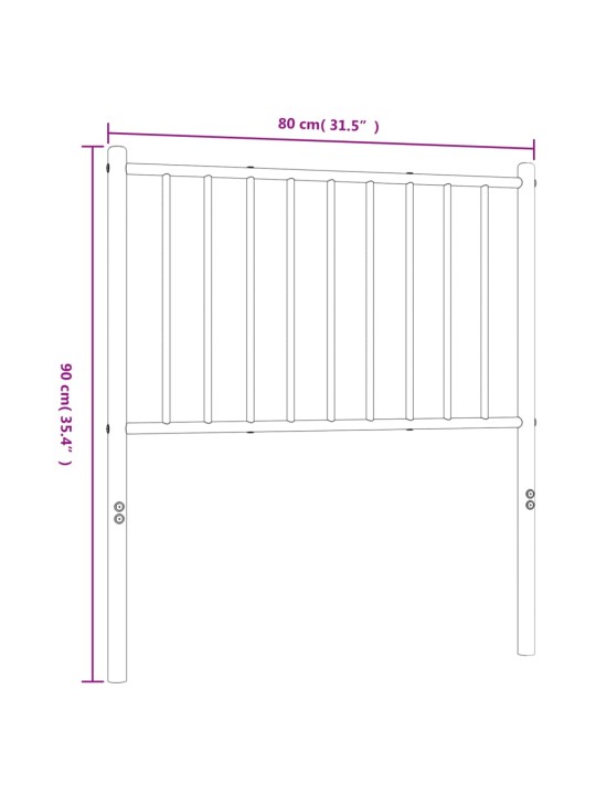 Metallist voodipeats, must, 75 cm