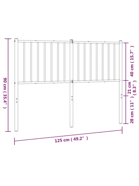 Metallist voodipeats, must, 120 cm