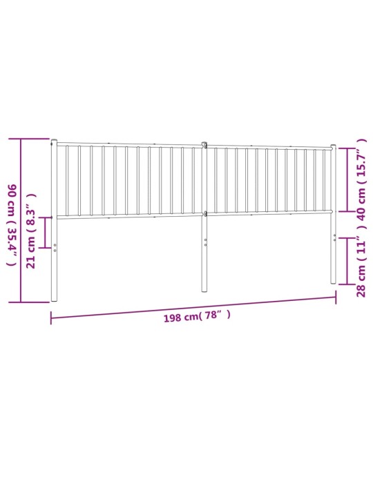 Metallist voodipeats, must, 193 cm