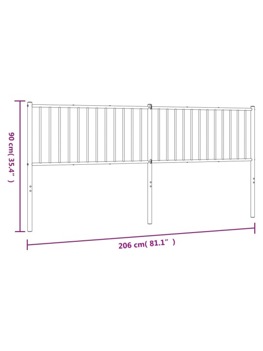 Metallist voodipeats, must, 200 cm