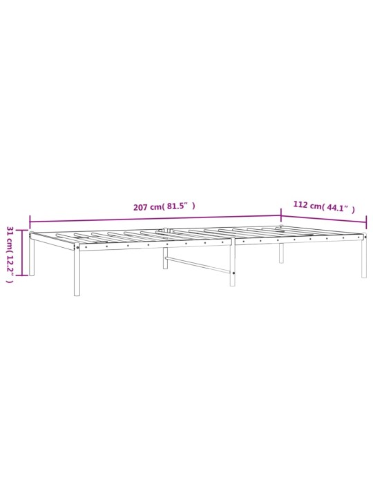 Metallist voodiraam, valge, 107x203 cm