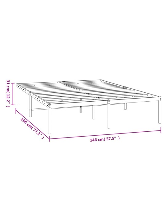 Metallist voodiraam, valge, 140x190 cm