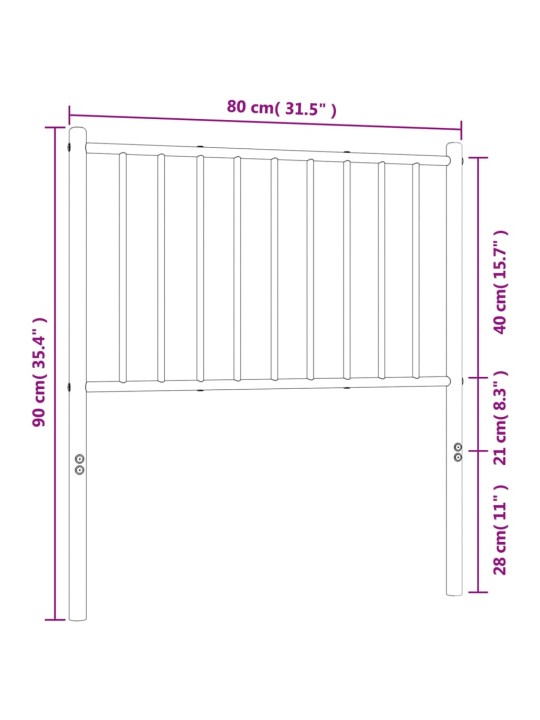 Metallist voodipeats, valge, 75 cm