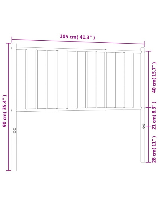 Metallist voodipeats, valge, 100 cm