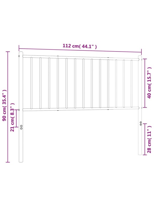 Metallist voodipeats, valge, 107 cm