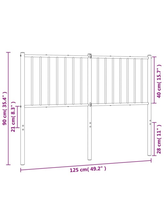 Metallist voodipeats, valge, 120 cm