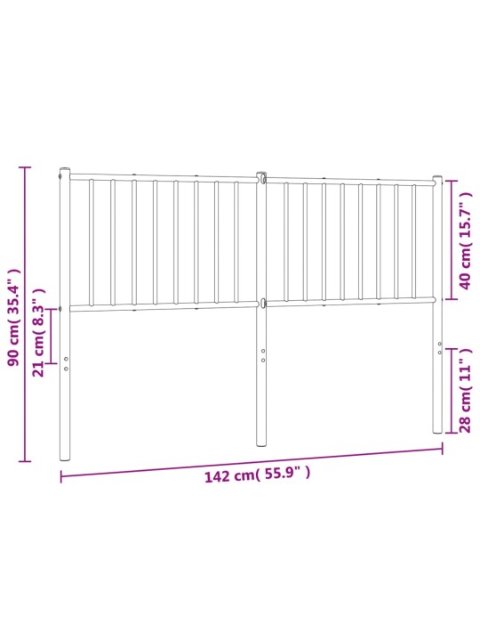 Metallist voodipeats, valge, 135 cm