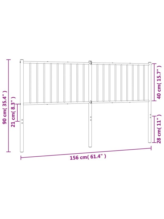 Metallist voodipeats, valge, 150 cm