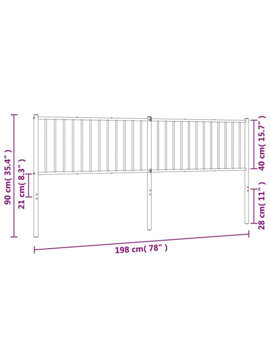 Metallist voodipeats, valge, 193 cm