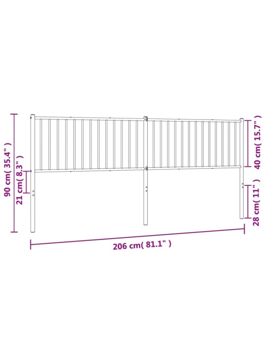 Metallist voodipeats, valge, 200 cm