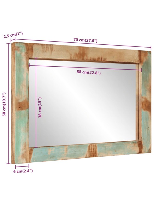 Peegel, 70x50 cm, taastatud puit ja klaas
