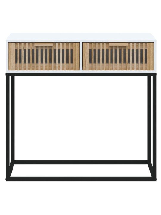 Konsoollaud, valge, 80 x 30 x 75 cm, tehispuit ja raud