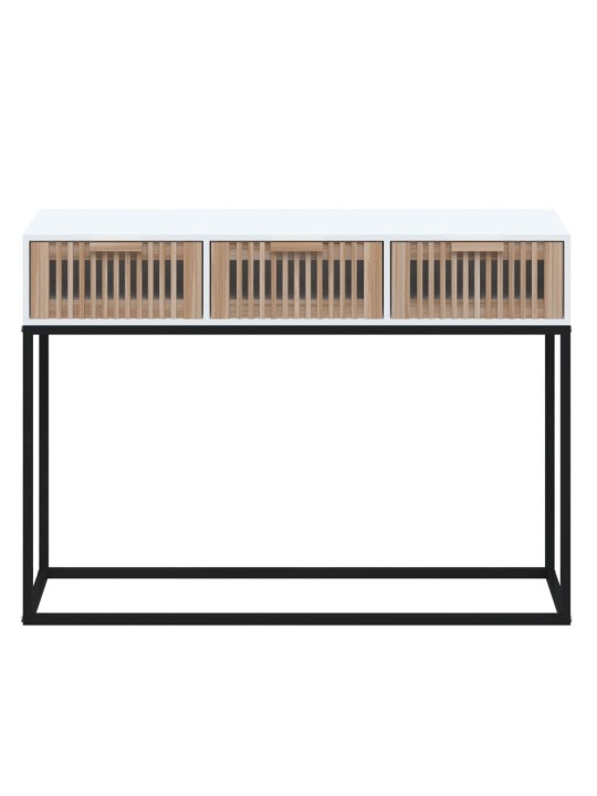 Konsoollaud, valge, 105 x 30 x 75 cm, tehispuit ja raud