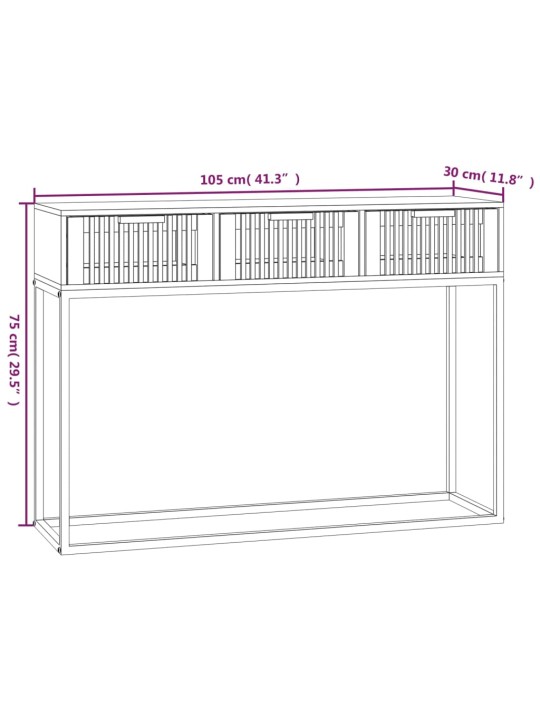 Konsoollaud, must, 105 x 30 x 75 cm, tehispuit ja raud