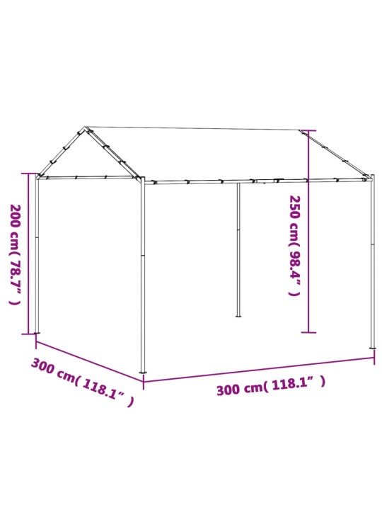 Varjualune, antratsiithall, 3 x 3 m, teras ja kangas