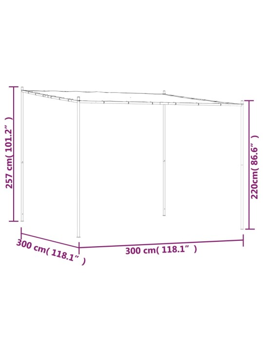 Varikatus, valge, 3x3 m 180 g/m², kangas ja teras