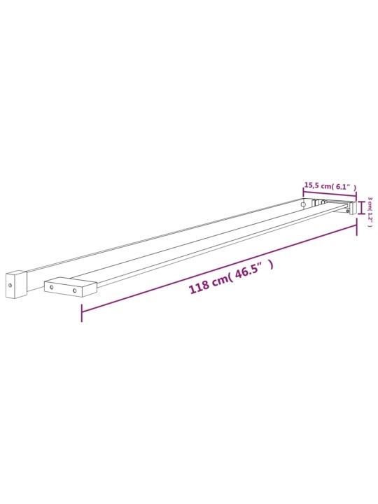 Duširiiul dušikabiinile, must, 118 cm, alumiinium