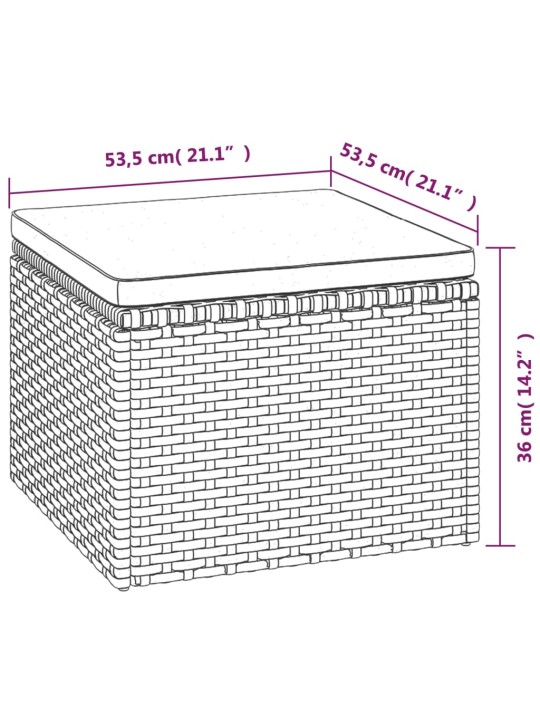 3-osaline aiamööbli komplekt patjadega, hall, polürotang