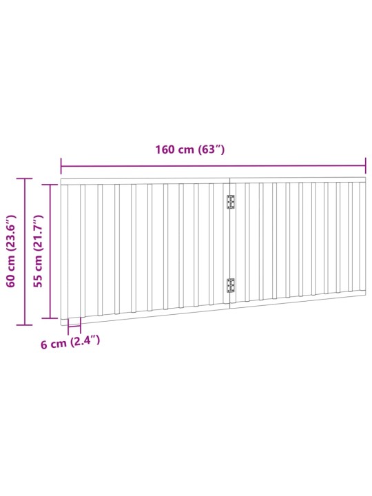 Kokkupandav koeravärav, 2 paneeli, 160 cm, paplipuit