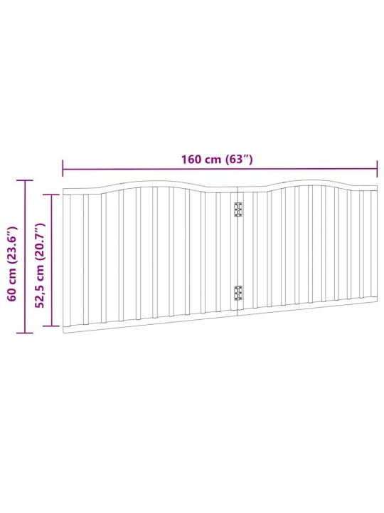 Kokkupandav koeravärav, 2 paneeli, 160 cm, paplipuit