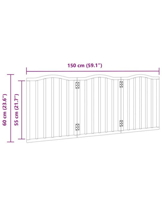 Kokkupandav koeravärav, 3 paneeli, valge, 150 cm, paplipuit