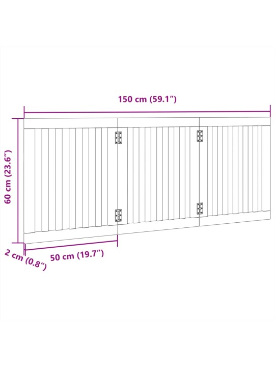 Kokkupandav koeravärav, 3 paneeli, 150 cm, paplipuit