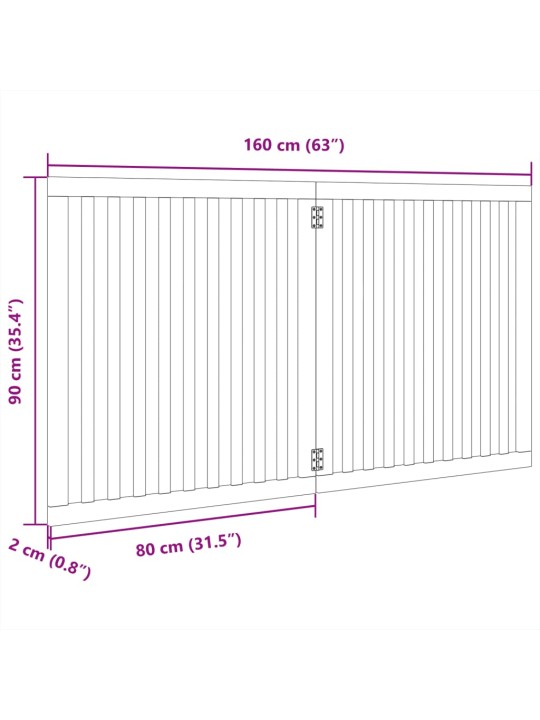 Kokkupandav koeravärav, 2 paneeli, valge, 160 cm, paplipuit