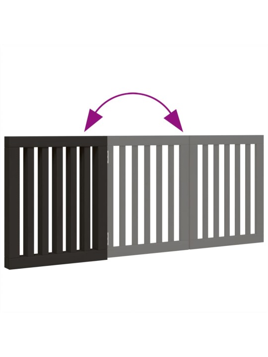 Kokkupandav koeravärav, 3 paneeli, must, 150 cm, paplipuit