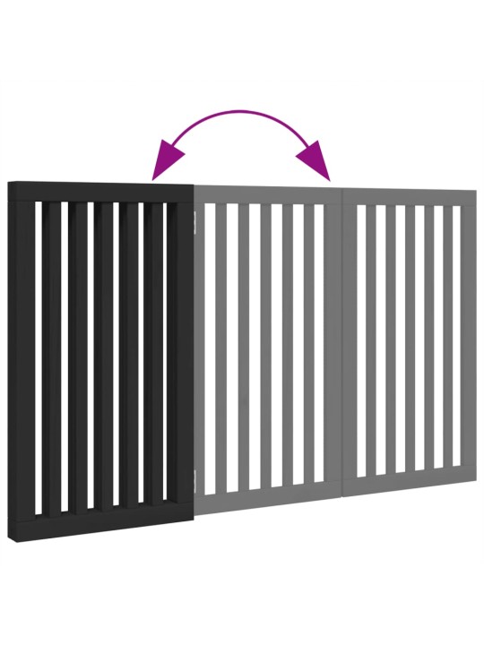 Kokkupandav koeravärav, 3 paneeli, must, 150 cm, paplipuit