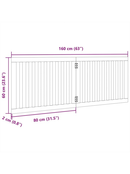 Kokkupandav koeravärav, 2 paneeli, must, 160 cm, paplipuit