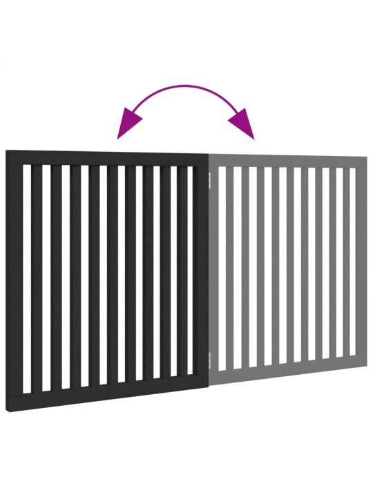 Kokkupandav koeravärav, 2 paneeli, must, 160 cm, paplipuit