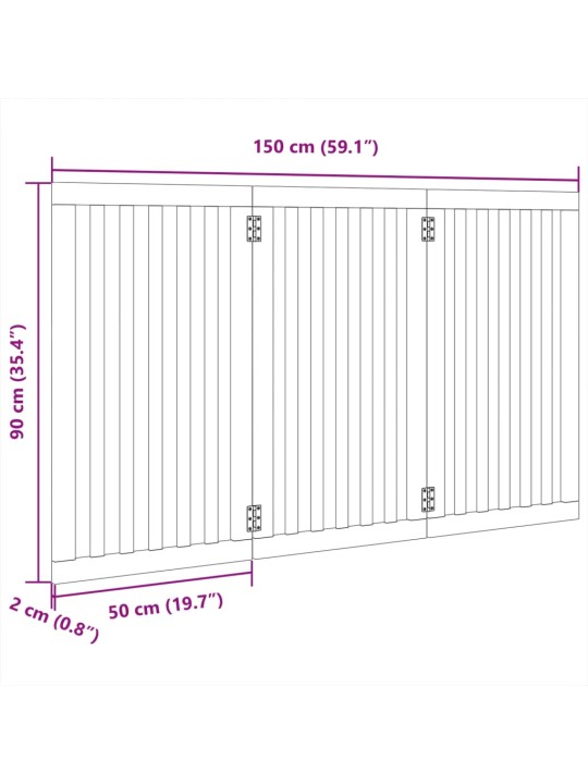 Kokkupandav koeravärav, 3 paneeli, pruun, 150 cm, paplipuit