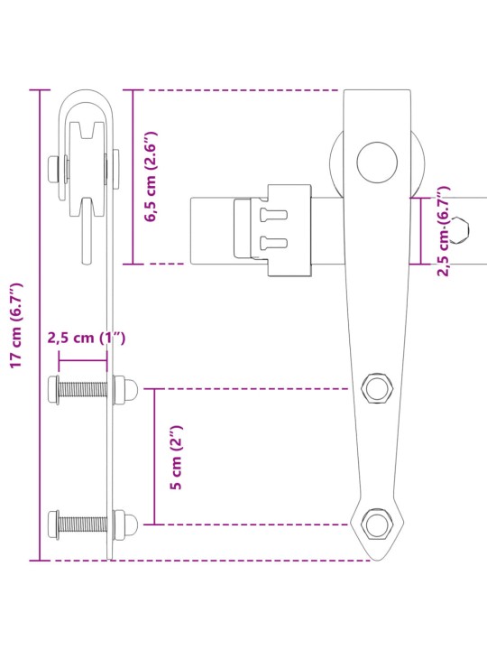 Minisuuruses liugukse komplekt, must, 122 cm, süsinikteras