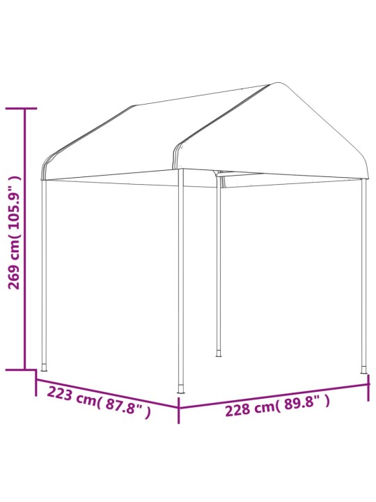 Katusega varjualune, valge, 2,28 x 2,23 x 2,69 m, polüetüleen