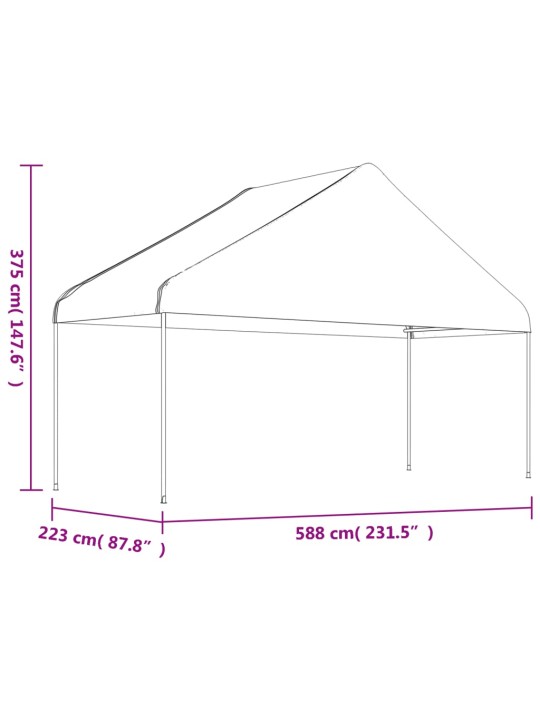 Katusega varjualune, valge, 5,88 x 2,23 x 3,75 m, polüetüleen