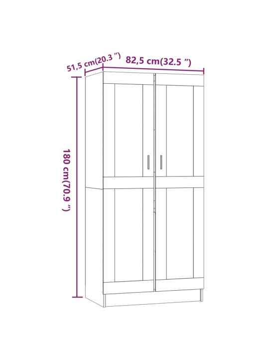 Riidekapp, suitsutatud tamm, 82,5 x 51,5 x 180 cm, tehispuit