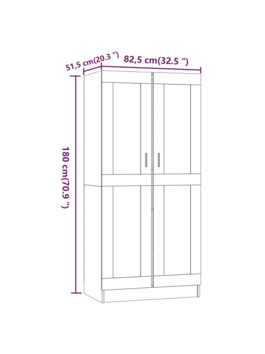 Riidekapp, hall sonoma tamm, 82,5 x 51,5 x 180 cm, tehispuit