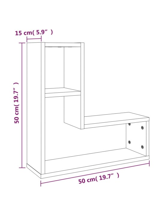 Seinariiulid 2 tk, suitsutatud tamm, 50 x 15 x 50 cm, tehispuit