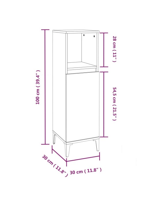 Vannitoakapp, suitsutatud tamm, 30 x 30 x 100 cm, tehispuit