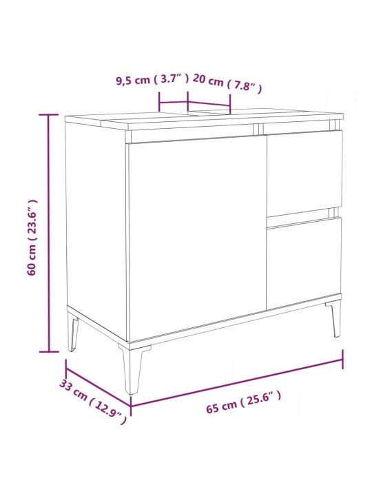 Vannitoakapp, hall sonoma tamm, 65 x 33 x 60 cm, tehispuit