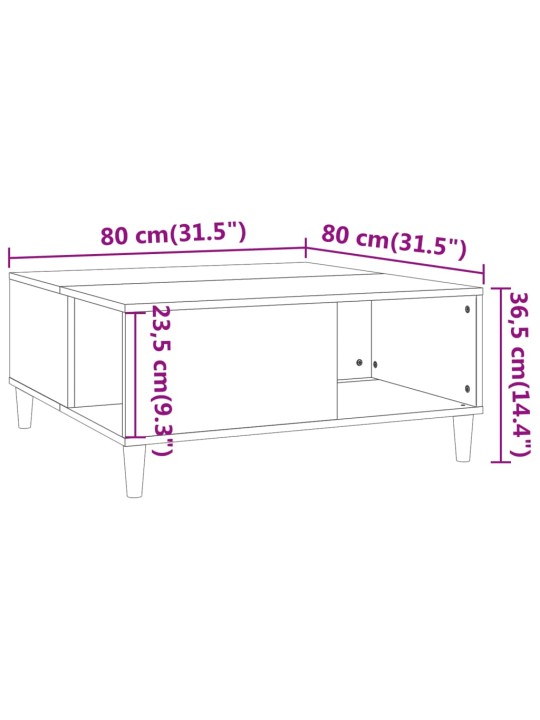 Kohvilaud, hall sonoma tamm, 80x80x36,5 cm, tehispuit