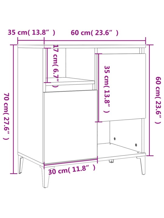 Puhvetkapp, hall sonoma tamm, 60x35x70 cm, tehispuit