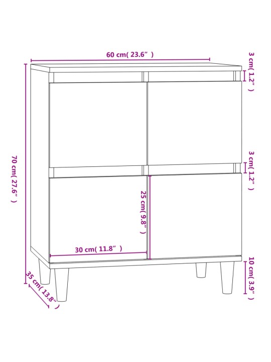 Puhvetkapp, hall sonoma tamm, 60x35x70 cm, tehispuit