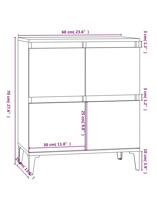 Puhvetkapp, hall sonoma tamm, 60x35x70 cm, tehispuit